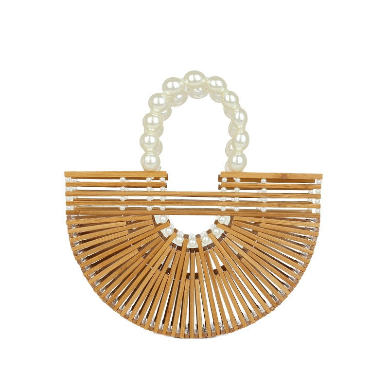 Super Fire Handwoven Bamboo Joint Bag Womens New Bamboo Woven Bamboo Basket Bag Beach Holiday Handbag